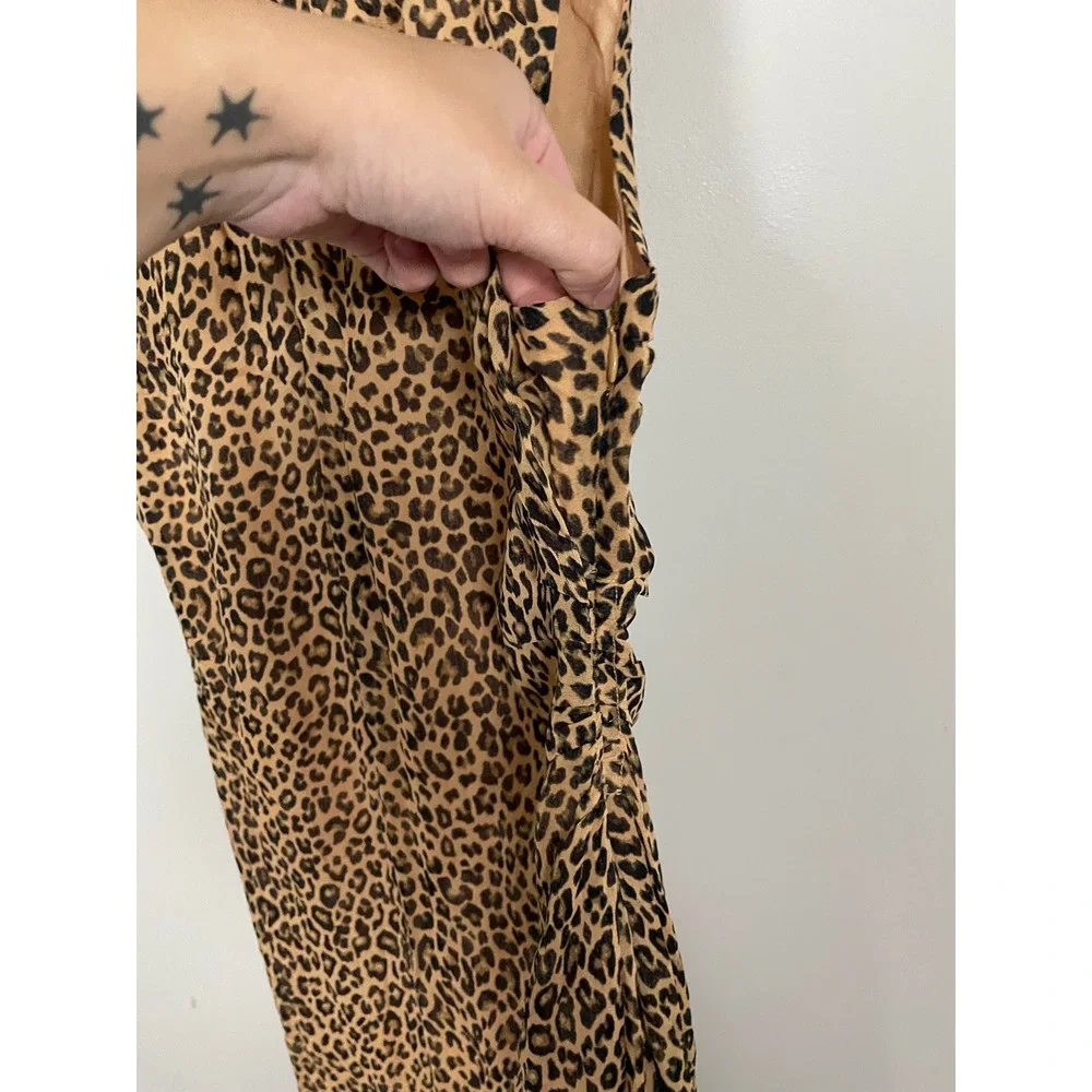J.Crew Gathered Sheath Dress in Leopard Chiffon Size 6 Cocktail Fall Timeless
